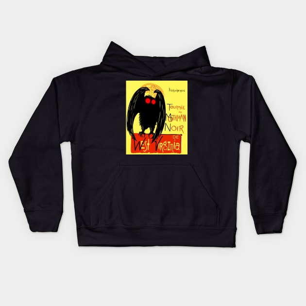 Funny Mothman Shirt Mothman Crytozoology Legend Design Kids Hoodie by Get Hopped Apparel